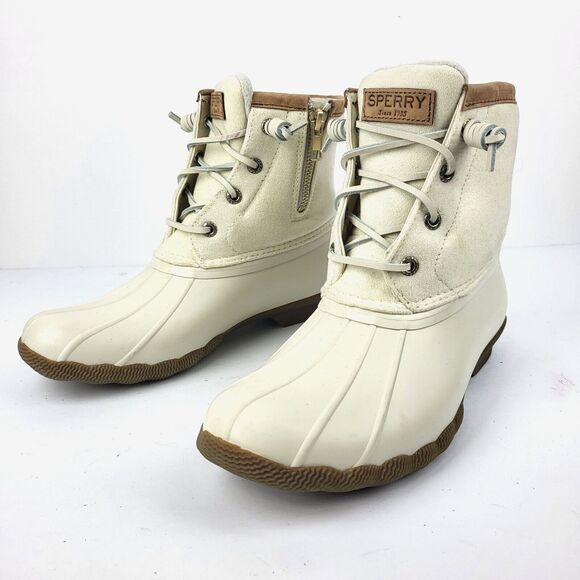 Sperry Top Sider Saltwater Wool Ivory Snow Rain Duck Boots - Picture 1 of 13
